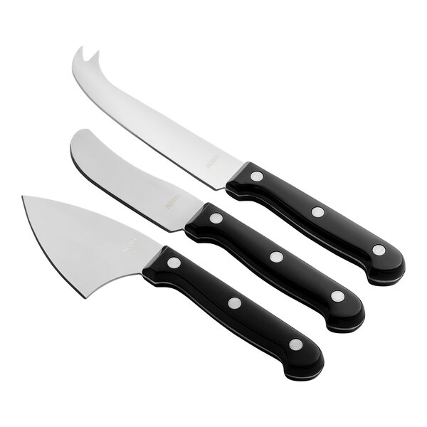 Acopa 3-Piece Stainless Steel Cheese Knife Set with Plastic Handles