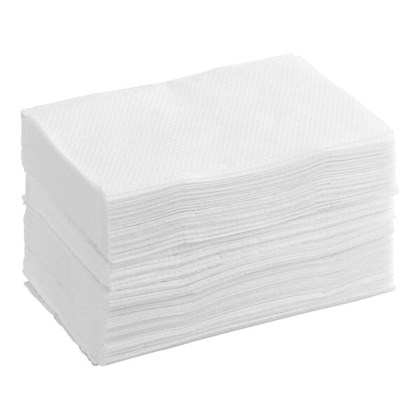A stack of white OneUp by Choice dispenser napkins.