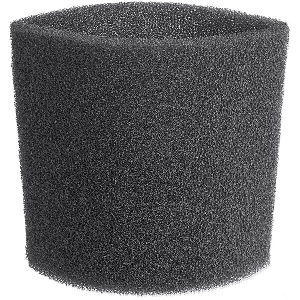 A black foam filter sleeve for a Shop-Vac vacuum on a white background.