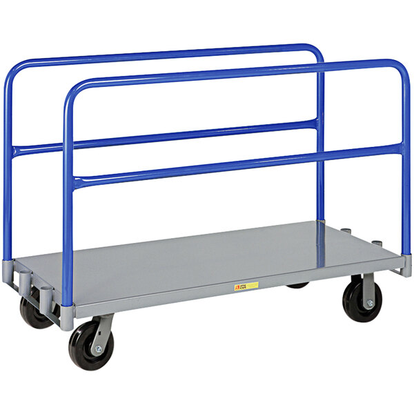 A Little Giant blue steel sheet and panel truck with blue bars and 6" phenolic casters.