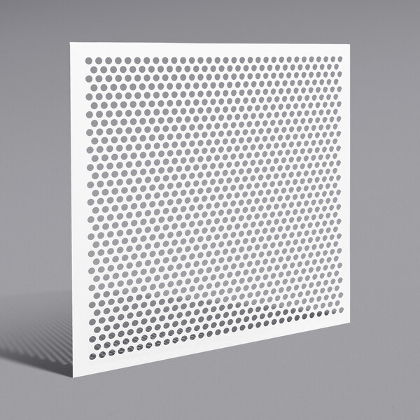 A white plastic square with holes in it.