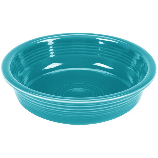 a close up of a blue bowl