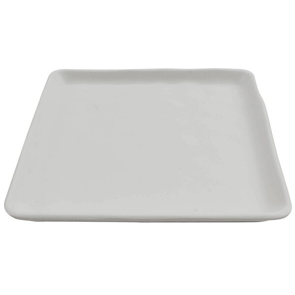 A white square cheforward melamine plate.
