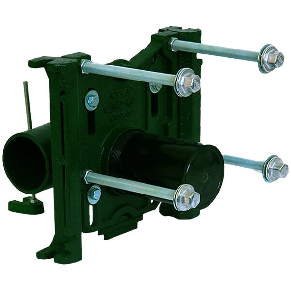 A black metal Josam floor mount toilet carrier with bolts.