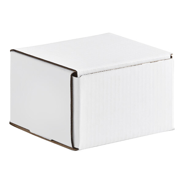 A white corrugated mailer box with a tuck top design.