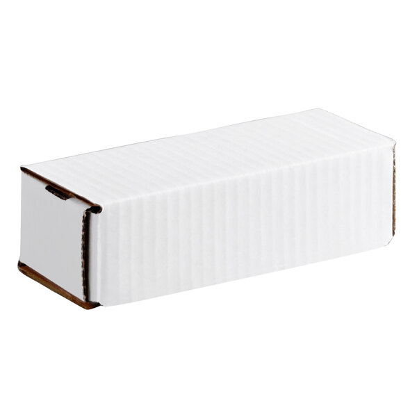 A white rectangular corrugated mailer box with a tuck top design.