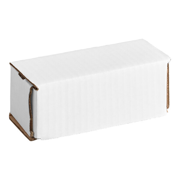 A white corrugated mailer box with tuck top, measuring 5 inches by 3 inches by 3 inches.