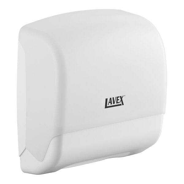 A white Lavex mini C-fold and multifold paper towel dispenser.