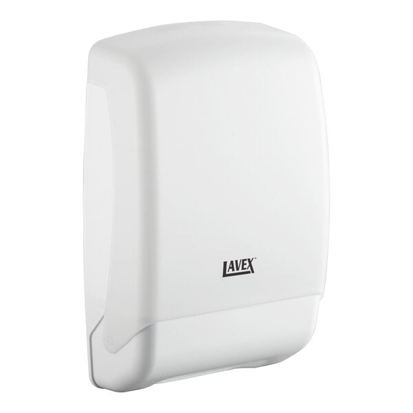 A white Lavex C-fold and multifold paper towel dispenser.