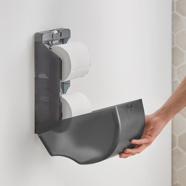 Lavex Black 5 1/4 Double Roll Vertical Toilet Tissue Dispenser