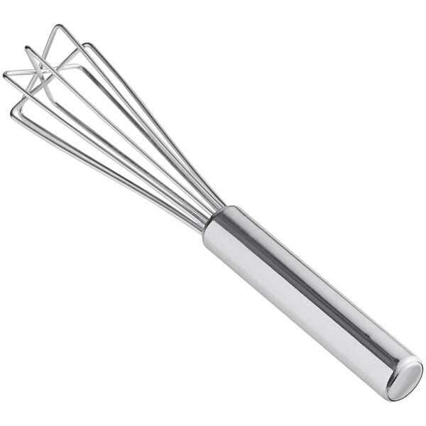 An American Metalcraft stainless steel mini bar whisk with a metal handle.