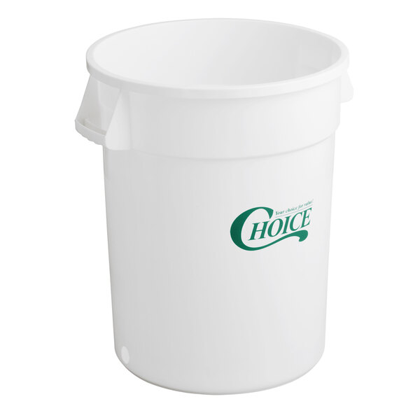 A white 32-gallon can with a spigot hole, designed for use as a vegetable crisper.