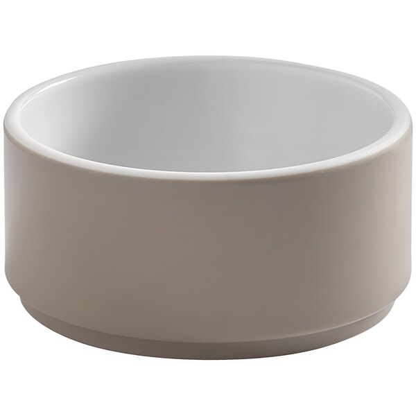 An American Metalcraft Unity round melamine mocha bowl with a white background.