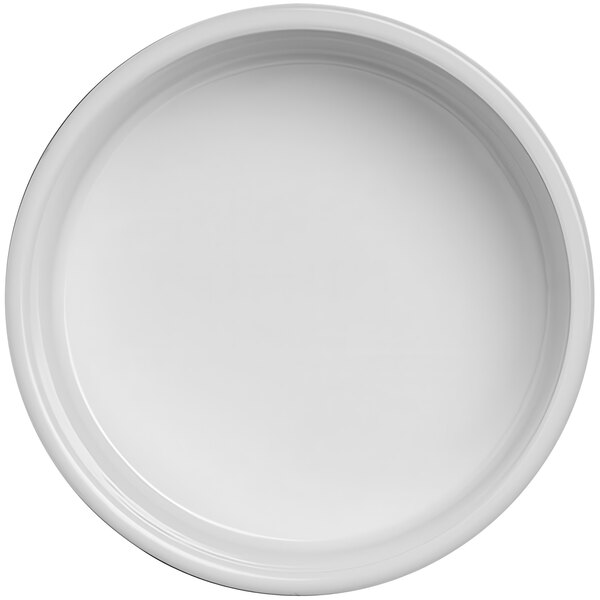 An American Metalcraft white melamine bowl with a black rim.