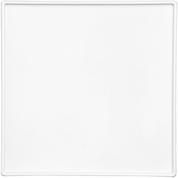 An American Metalcraft Unity white square melamine plate with a black border.