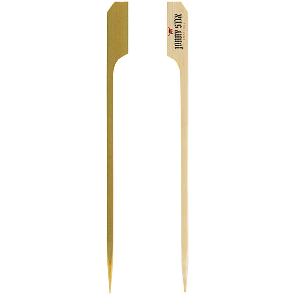 A customizable boat oar food pick with a wooden handle.