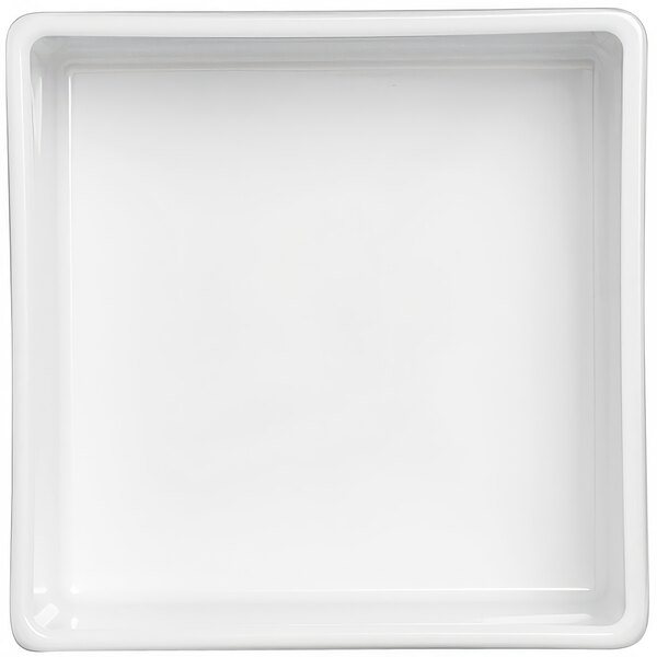 An American Metalcraft white square melamine bowl with a square edge.