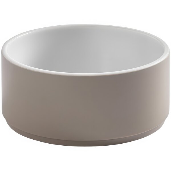 An American Metalcraft Unity round melamine mocha bowl with a round rim.