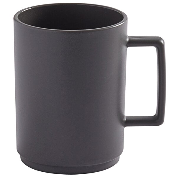 An American Metalcraft Unity black Tritan mug with a handle.