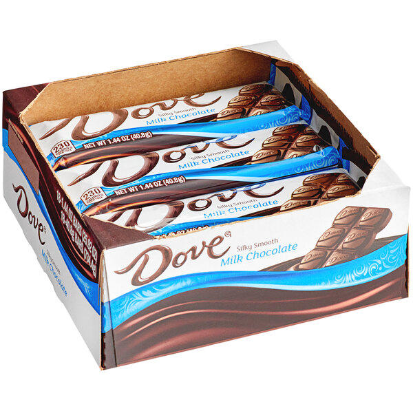 A package of Dove milk chocolate bars.