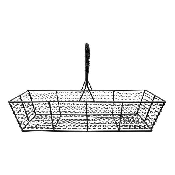 A Spring USA matte black wire basket with a handle.