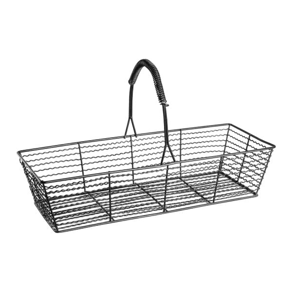 A Spring USA matte black wire basket with a handle.