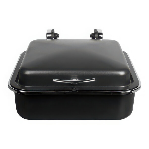 A black rectangular Spring USA chafing dish with chrome accents.