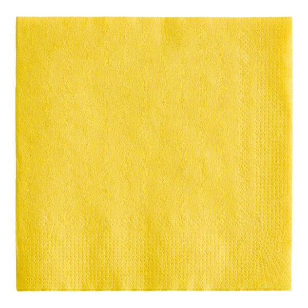Choice Sunny Yellow 2-Ply Beverage / Cocktail Napkin - 1,000/Case