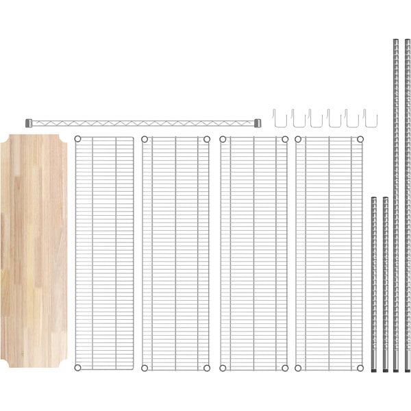 Regency 18 x 36 x 64 NSF Chrome Baker's Rack Wire Shelf and Solid  Stainless Steel Shelf with Plastic Cutting Board