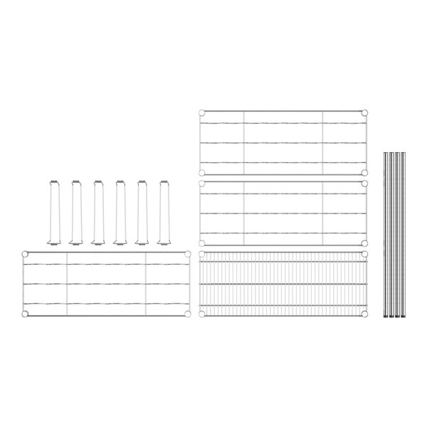 A drawing of a white wire wine rack with black lines.