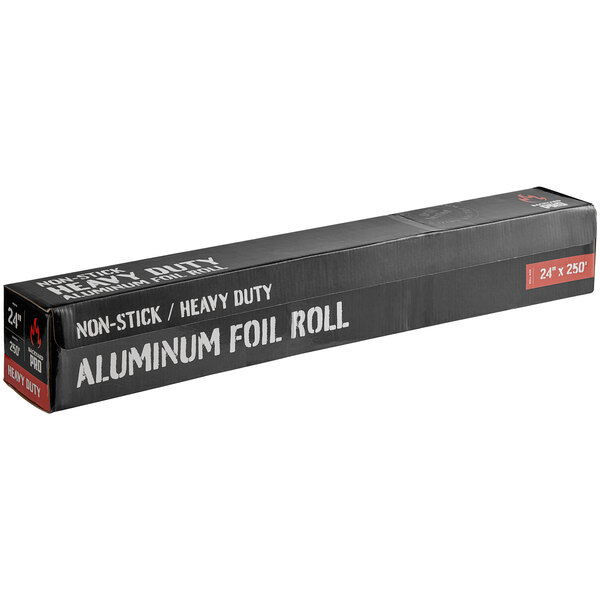A black box of Backyard Pro aluminum foil rolls with white text.
