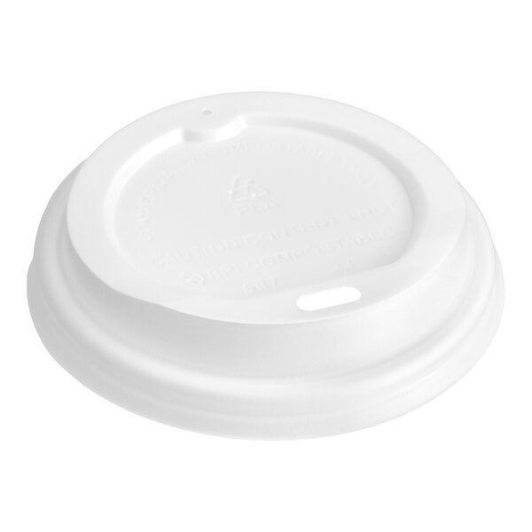 New Roots Translucent Compostable Paper Hot Cup Lid for 8 oz. Tall Cups - 50/Pack