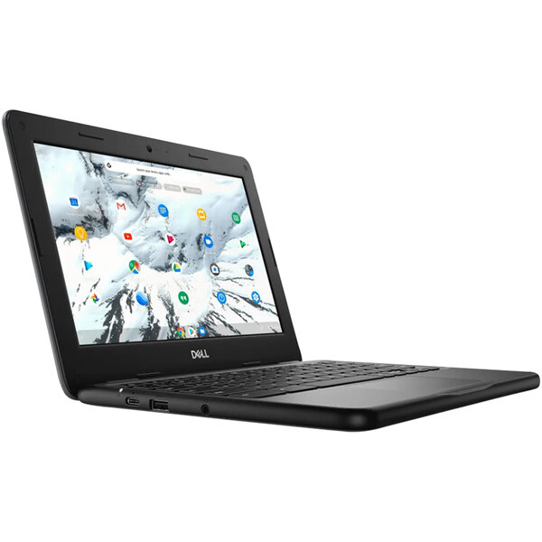 A black Dell Chromebook 11 on a white background.