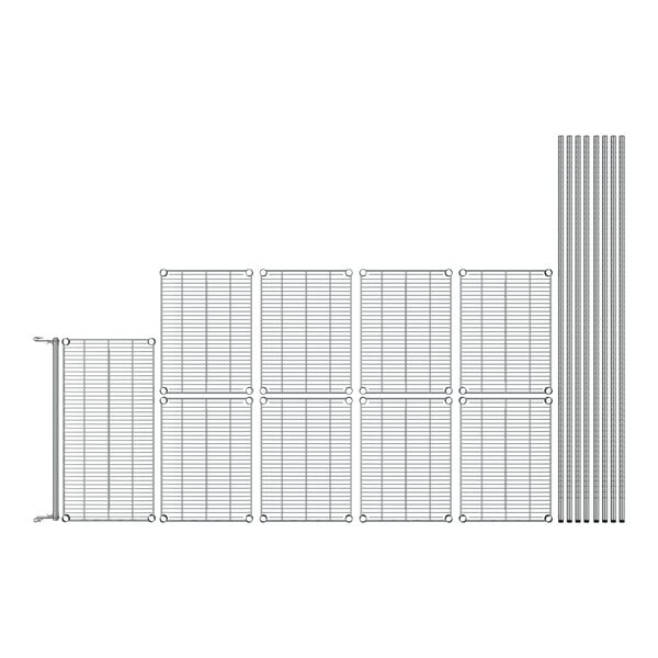 A row of metal grids on a white background.