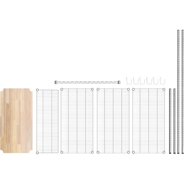 Regency 18 x 36 x 64 NSF Chrome Baker's Rack Solid Stainless Steel Shelf  with Hardwood Cutting Board