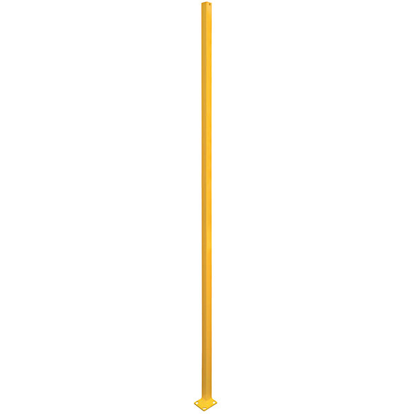 A long yellow steel corner post for a safety guard system on a white background.