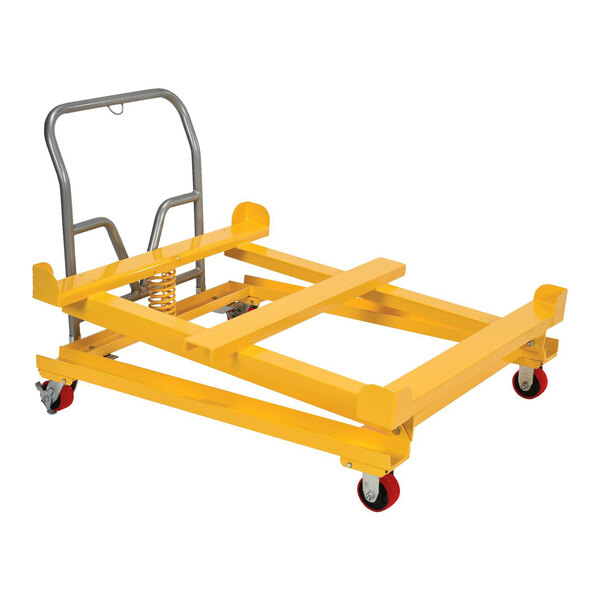 Vestil 53 3/8" x 40 1/2" x 35 13/16" Yellow Steel Intermediate Bulk Container Tilting Cart IBC-TLT - 4400 lb. Capacity