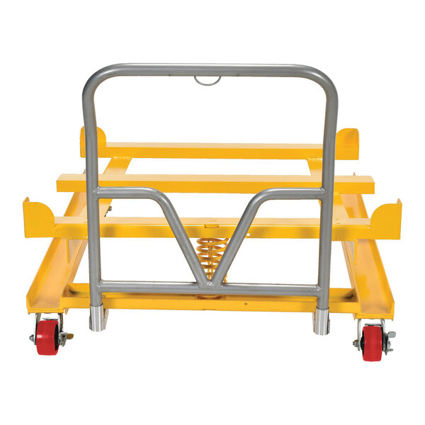 Vestil 53 3/8" x 40 1/2" x 35 13/16" Yellow Steel Intermediate Bulk Container Tilting Cart IBC-TLT - 4400 lb. Capacity