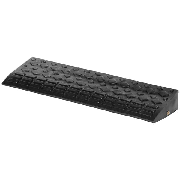 A black rubber Vestil rectangular corner ramp with a diamond pattern on the surface.