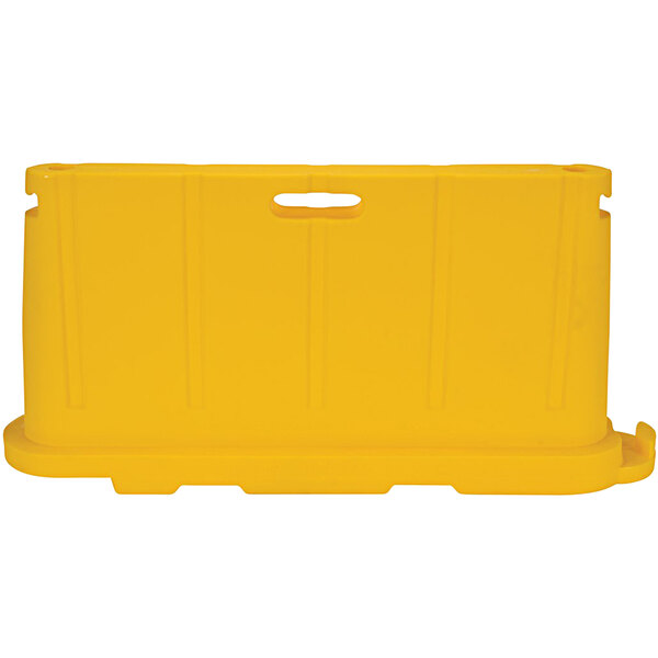 A yellow plastic barrier with a hole in it.