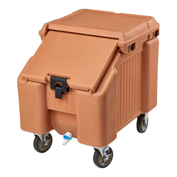 Cambro ICS100L4S157 SlidingLid™ Coffee Beige Mobile Ice Bin - 100 lb. Capacity