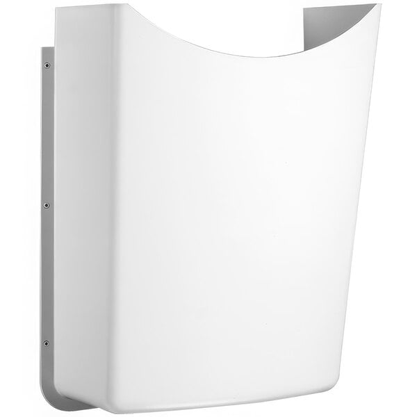 A white Sloan Optishield lavatory protective enclosure with a curved edge and lid.