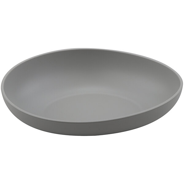 A light gray Riverstone melamine bowl.