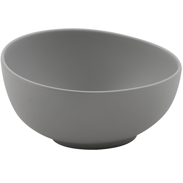 A light gray Riverstone melamine bowl on a white background.