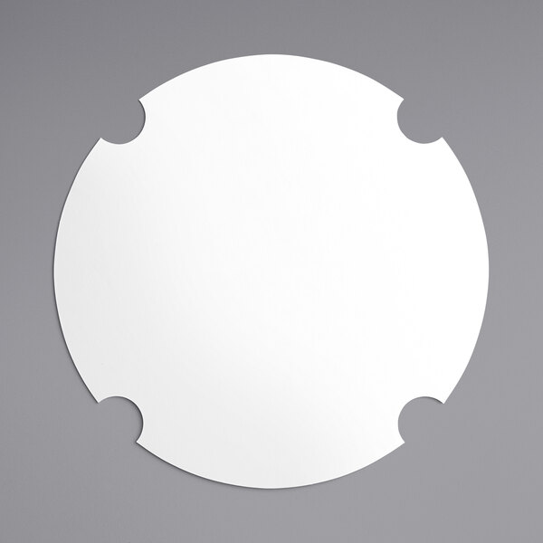 A white circle with a black border.