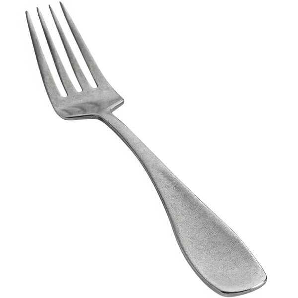 A Front of the House stainless steel salad/dessert fork with an antique finish.