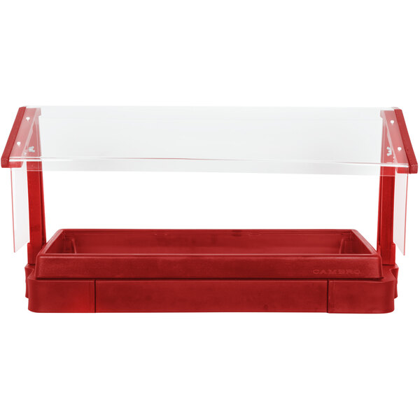 Cambro BBR720158 74" x 24" x 25" Red Buffet / Salad Bar with Free Standing Sneeze Guard