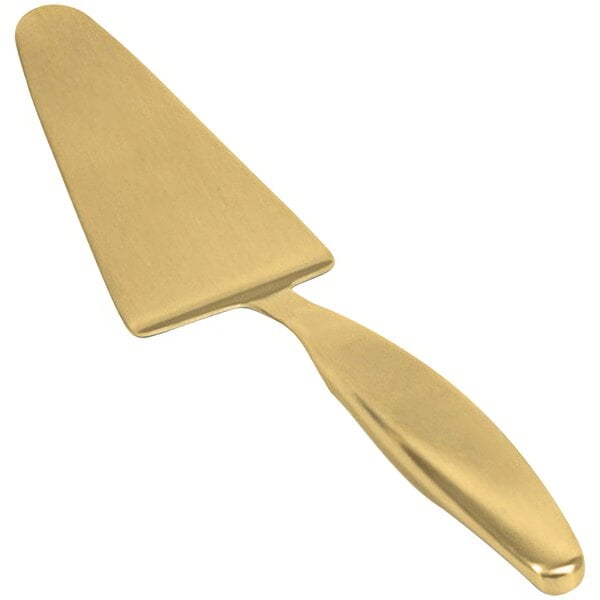 A gold Front of the House cake server with a matte finish.