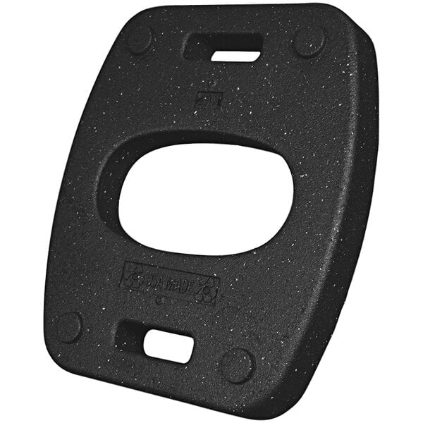 A black rectangular rubber base with a hole in the middle.