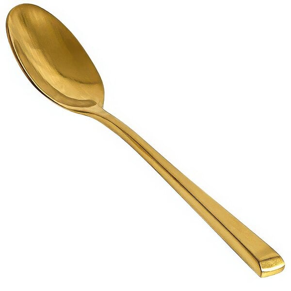A matte brass Front of the House Parker teaspoon with a long handle.
